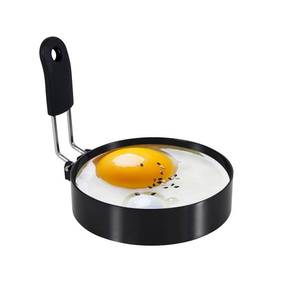 lot 27963 image: LXLOVESM 3.5 Egg Rings with Silicone Handle, Stainless Steel Egg Cooking Rings Nonstick For Frying Eggs and English Muffins Pancake, Egg Mold Shaper For Breakfast - Retail $5