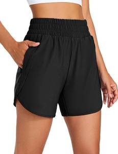 lot 27977 image: KPSUN Womens Athletic Running Shorts 5 High Waisted Summer Workout Gym Shorts with Zipper Pockets Lightweight Quick Dry,Black,L - Retail $25