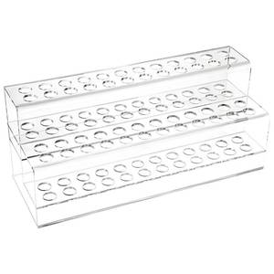 lot 42993 image: Acrylic Pen Holder, 48-Slots Pen Display Stand 2 Tier Pencil Display Desk Stand Clear Eyebrow Pen Stand Makeup Brush Rack Organizer for Home Office Desk School Supplies - Retail $13