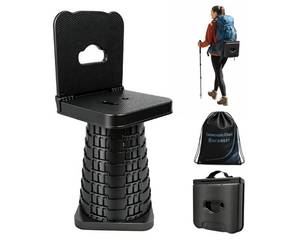 lot 62184 image: Portable Collapsible Camping Stool with Backrest and Carry Bag - Retail $25
