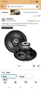 lot 62185 image: Audiopipe 8 Inch Car Subwoofer 800W Max - Retail $89