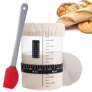 lot 24052 image: INOBYO Sourdough Starter Jar Kit, 34 OZ Large Wide Mouth Sour Dough Starter Jars Glass, Sourdough Bread Baking Supplies, Sourdough Tools for Beginners and Pro, 1 Pack - Retail $14