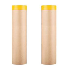 lot 24063 image: sanian Painters Pre-Taped Masking Paper and Masking Tape in one Kraft Paper Roll 18 x 50 Feet(Each roll) Paper is PRE-Folded Painters Paper with Tape 2 Pack - Retail $14