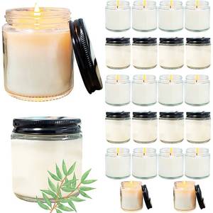 lot 24075 image: Veiuwa 24 Pcs 4 Oz Mini Soy Candles,Eucalyptus Scented,Aromatherapy Candle,Bulk Candle Set Great Stress Relieving Scented Candles for Girls as a Gift for Birthdays, Weddings and More - Retail $50