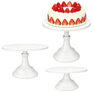 lot 24076 image: 3 Pcs Metal Cake Stand, Cake Pop Stand Set of Disc Diameter 8 10 12, Tall Cake Stands for Dessert Table, Perfect Display for Wedding, Party, Birthday, Baby Shower, Decorations (White) - Retail $39