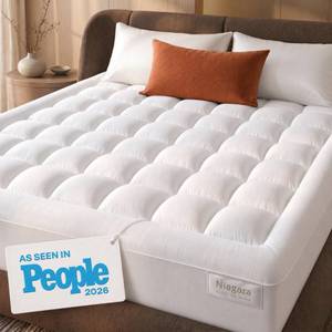 lot 24084 image: Niagara Sleep Solution Cloud-Like Twin Mattress Topper - 100% Cotton Top Mattress Pad for Back Pain Relief - Breathable & Naturally Cooling for Hot Sleepers, White - Retail $34