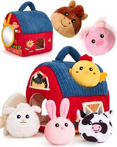 lot 24087 image: hahaland Baby Toys 6-12 Months - Surprise Barn Stuffed Farm Animals, Rattle, Crinkle, Mirror, Montessori Toys for 6 Month Old Sensory Balls 1-3, Baby Boy Gifts, Farm Plush Toys for Babies Travel Toy - Retail $23