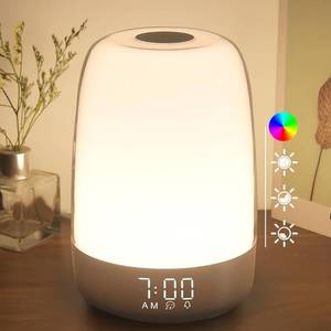 lot 24088 image: winshine Touch Wake Up Night Light with Sunrise Simulation Alarm Clock, 3 Ways Dimmable Warm White Bedside Lamp for Kid Bedrooms RGB Ambient Table Nightstand Light,Sleep Aid Snooze Timer Mode - Retail $28