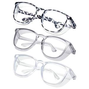 lot 24100 image: konqkin Safety glasses Goggles Nurses Protective Eyewear - Anti Fog Square Frame Stylish Clear Glasses for Women Men ( clear douhua) -2 - Retail $12