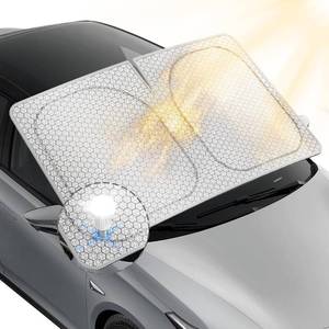 lot 24107 image: helloleiboo Graphene Windshield Sun Shade for SUVs and Most Mid-Size Sedans, 99% UV Blocking, Dual-Layer Honeycomb Heat Shield, Keeps Interior Cooler, Foldable - Retail $27