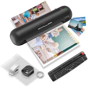 lot 25401 image: Laminator Machine 9-Inch Portable Thermal Laminater with Hot & Cold Modes, A4 Small Laminating Machine with ABS Jam-Release, 3-Min Warm-Up, 6-in-1 Photo Laminadoras Kit for Classroom, Black - Retail $18