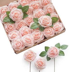lot 25402 image: Lings moment Artificial Flowers 50Pcs Pink Roses Decor wStems,3 Real Touch DIY Foam Floral for Wedding BouquetCenterpieces, Outdoors Party Backdrop, RoomTable, and GardenPot Decorations - Retail $28