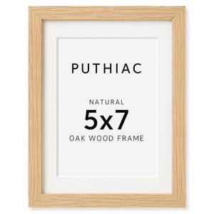 lot 25409 image: puthiac 5x7 Solid Oak Wood Picture Frame, Fits 4x6 with Mat or 5x7 Without Mat, Wall or Tabletop Display with Stand, Vertical or Horizontal, Plexi Front, 1 Pack, Natural Oak - Retail $9