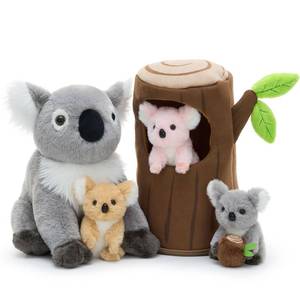 lot 25411 image: MaoGoLan 5pcs Koala Stuffed Animal, 11.8 Inch Large Mommy Stuffed Koala Plush with 3 Babies & Treehouse, Cute Realistic Stuffed Animals, Gift for Kids Boys Girls - Retail $38