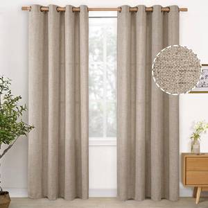 lot 25412 image: YoungsTex Oatmeal Linen Curtains 84 lnches Length 2 Panels for Living Room, Burlap Semi Sheer Drapes with Bronze Grommet Light Filtering Window Treatments for Bedroom Farmhouse, 52 X 84 Inch - Retail $32