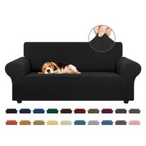 lot 25423 image: KEKUOU Stretch Loveseat Sofa Cover Slipcover,Couch Covers for 2 Cushion Couch Sofa (55-78) Furniture Protector Sofa with Elastic Bottom for Kids,Dog. Jacquard Small Checked (Medium,Black) - Retail $24