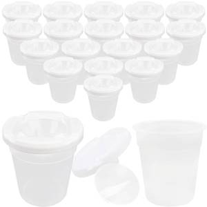 lot 25431 image: Conagel 20 Pack Kids No Spill Paint Cups with Lids Clear White No Spill Paint Cups for Chilren Painting Art Supplies School Prizes Classroom Arts Crafts