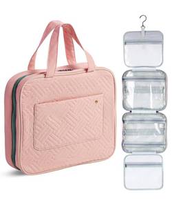 lot 25433 image: Ms. Pen-Travel Toiletry Bag Organizers, Baby Pink, Makeup Travel Bag for Toiletries with Hanging Hook, Water-Resistant - Retail $10