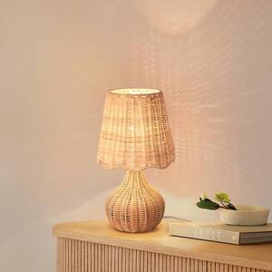 lot 25439 image: Ziqqeelam Rattan Small Bedside Table Lamp for Bedroom, Boho Mini Table Lamps for Nightstand, Farmhouse Small Table Lamps for Small Spaces for Kitchen Counter, Bookshelf, Bedroom, Kids Dorm - Retail $40