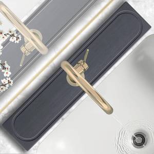 lot 25445 image: Faucet Mat for Kitchen Sink with Raised Feet, Fast Drying Diatomite Stone Sink Tray, Water Absorbent Faucet & Sink Splash Guard, Prevents Moisture Buildup, Durable Protector for Bathroom Counter - Retail $17