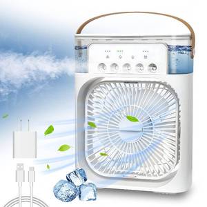lot 25449 image: NTMY Portable Air Conditioner Fan, Mini Evaporative Air Cooler with 7 Colors LED Light, 123 H Timer, 3 Wind Speeds and 3 Spray Modes for Your Desk, Nightstand, or Coffee Table - Retail $25