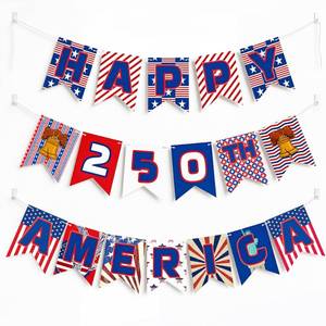 lot 28019 image: 250th Anniversary Decorations - 250 Year Anniversary Banner for Memorial Day America 250th Merchandise Outdoor Indoor Outside - 4th of July Garland Accessories for Party Favors Supplies Window Wall Door - Retail $4