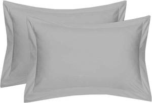 lot 28022 image: Precious Star Linen Pillow Cover Sham Set of 2 Standard 20x26 Inch 600-TC Long Staple Egyptian Cotton Pillow Cover with 2 Flange Sateen Weave Silky Soft & Breathable, Silver Grey - Retail $25