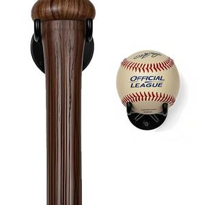 lot 28034 image: Sport Baseball Bat & Ball Wall Display, Baseball Holder - Space-Saving Sports Memorabilia Organizer for Man Cave, Wall-Mounted Racks for Baseball Fan Cave Decor & Collectibles Storage (2PCs) - Retail $7