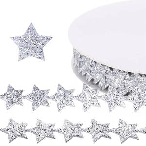 lot 28040 image: Glitter Star Ribbon, 1 Roll 20 Yards Glitter Ribbon Trim Silver Glitter Ribbon Star Ribbons for Crafts Glitter Stars Sparkly Ribbon Bling Ribbon Disco Ribbon Homecoming Ribbon for Gift Wrapping - Retail $9