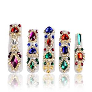 lot 28042 image: LOVFUL Press on Nails Treasure Trove Rhinestone  Handmade with Full Covered Crystals  Reusable Full Cover Nails  Square Mid length 1.7 in  H103-M - Retail $40