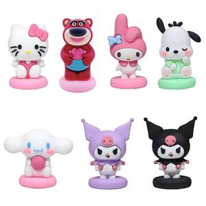 lot 28048 image: Cute Anime Figurines Cake Topper, Kids Girl Happy Birthday Party Decoration Supplies Cake Decorations Toppers 6 pcs - Retail $10