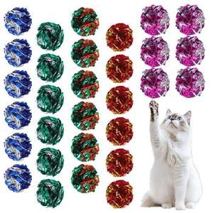 lot 28054 image: Xyembu 30 PCS Cat Crinkle Balls, Crinkle Cats Toy, 2.36 Interactive Crinkle-Ball, Colorful Cats Toy, Colorful Chew and Training Activity Cat Toys for Indoor - Retail $9