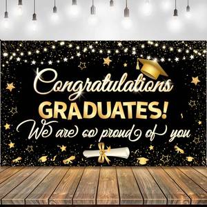 lot 28065 image: Graduation Decorations 2026  XtraLarge Congrats Grad Banner - 72x44 Inch, Graduation Banner  Congratulations Backdrop  Black and Gold We are So Proud of You Backdrop Class of 2026, KatchOn - Retail $14