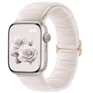 lot 43004 image: Lerobo Stretchy Band Compatible with Apple Watch Bands for Women 44mm 46mm 45mm 42mm 41mm 40mm 38mm 49mm, Soft Comfort Adjustable Scrunchie Strap for iWatch Series 11 10 9 8 7 6 5 4 3 2 SE Ultra 3 2 1 -Black