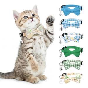 lot 43007 image: 6 PCS Cat Collars with Bow Tie and Bell,Cat Collars Plaid,Breakaway Adjustable Cat Bow Tie Collars,Cute Bow Tie Suitable for Kittens Or Certain Puppies Mixed Colors - Retail $10