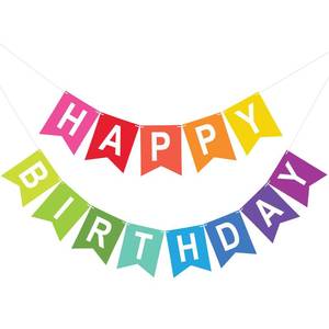lot 43008 image: Happy Birthday Banner Birthday Party Banner NO DIY Happy Birthday Sign Pre-Strung Birthday Hanging Decoration for Women Girl Men Boy Party Supplies (Multicolor) - Retail $7