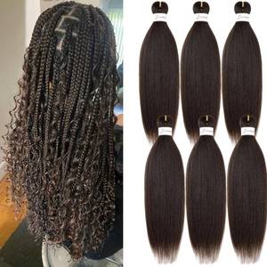 lot 43010 image: Braiding Hair, Pre Stretched 24 Inch Dark Brown 6 Packs - Itch-Free & Anti-Tangle Professional Pre Stretched Braiding Hair Extensions Soft Yaki Synthetic Crochet Braids(24Inch,4#). - Retail $17