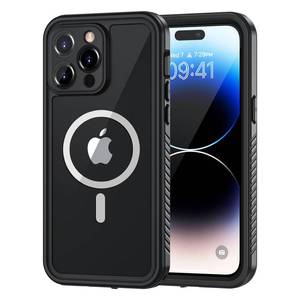 lot 43013 image: Lanhiem Magnetic for iPhone 14 Pro Max Case, Waterproof Dustproof Case with Built-in Screen Protector Compatible with Magsafe, Full Body Protective Cover for iPhone 14 Pro Max 6.7 inch -Black - Retail $23