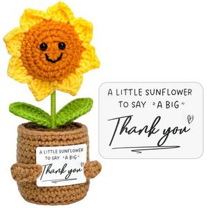 lot 43018 image: Thank You Gifts for Women Men - Crochet Sunflower Teacher Appreciation Gift for Her Him, Funny for Mom, Teacher, Sister, Emotional Support Small Cute Stuff Things, Collectible Doll - Retail $10