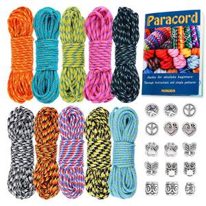lot 43024 image: MONOBIN Micro Paracord Kit with Instructions, 10 Colors 20FT 2MM Paracord Combo Kit with Beads for Making Bracelets, Lanyards - Retail $11