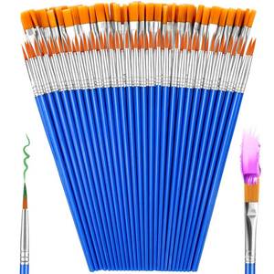 lot 43043 image: 66 Pcs Small Paint Brushes Set - Slurrivate Round & Flat Brush Bulk for Detail Painting, Perfect for Acrylic, Watercolor, Canvas & Face Painting  Classroom, Kids & Artist Craft Supplies - Retail $5