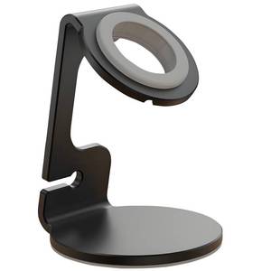 lot 43049 image: HAYLILUYOO Watch Charger Stand for Apple Watch, Durable Aluminum Alloy Magnetic Smartwatch Charger Stand Holder Compatible with Apple Watch Series 1110987654321, SE, Ultra (Black) - Retail $10