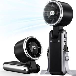 lot 43060 image: Bearwind Portable Handheld Turbo Fan - 5 Gear High Speed 4000mAh Rechargeable Mini Personal Hand Fan Blow Cold Air, Battery Operated Travel Essentials, Beach Vacation, Gifts for Women, Men (Black) - Retail $20