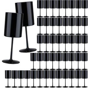 lot 60525 image: 24 Pack Plastic Wine Glasses 10 Oz Large Reusable Drinking Cups Vintage Champagne Glasses with Stem,Acrylic Shatterproof Drinking Glasses Goblets for Wedding Toasting Parties Christmas Glassware Black