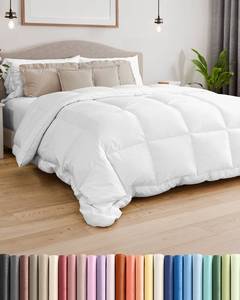 lot 60530 image: King Size, White Alternative Down Comforter - Warm, Lightweight & Breathable Hotel Quality Bedding Set for Men, Women, Kids and Teens - All Season Oversized Cooling Microfiber Duvet Insert Comforter - Retail $60
