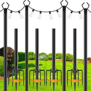 lot 60533 image: zoegi 4 Pack 10Ft String Light Poles,Light Poles for Outside Lights with Fork,Outdoor Brackets Hanging Lights,Metal Stand for Deck Patio,Backyard,Wedding,Deck,Party (4Pack) - Retail $50