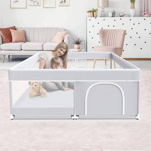 lot 62684 image: Fshibila Baby Playpen, 50x50 Inch Baby Playard for Babies and Toddlers, Play Pens for Indoor & Outdoor, Sturdy Safety Play Yard with Soft Breathable Mesh, Anti-Fall, Grey - Retail $46