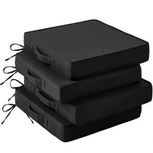lot 62695 image: IASEAHK Patio Chair Cushions, 19 x 19 x 3 Outdoor Chair Cushions Set of 4, Waterproof Outdoor Cushions for Patio Furniture, Outdoors Seat Cushions Set of 4 with Handle and Ties, Black - Retail $60