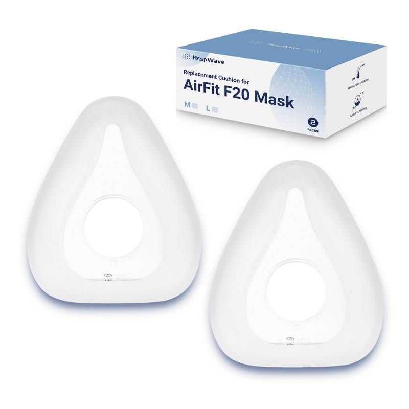 lot 24853 image: 2-Pack Replacement Full Face Cushions Compatible with Original AirFit F20 AirTouch F20, Innovative Design for Secure Sealing and Nose Pressure Reduce, CPAP Supplies Accessories, M