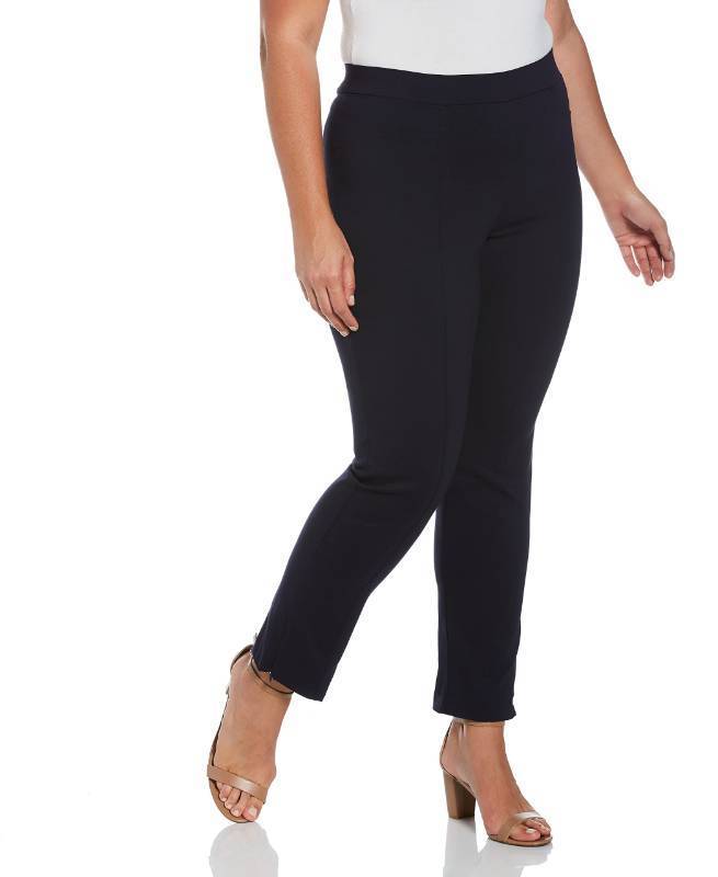 lot 31177 image: Rafaella Womens Plus Size Dress Pants With Pull-On Waistband, Supreme Stretch, 31 Inseam, Flat Front, Comfort Fit (Sizes 16-22 Plus) , Navy, 22W - Retail $30